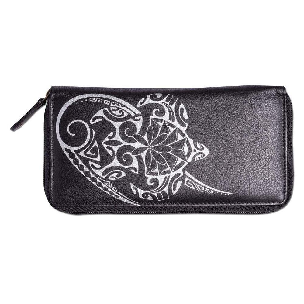 3539 Polynesian Turtle Tattoo Wallet , Leather, Tahitian Tattoo art by Teva